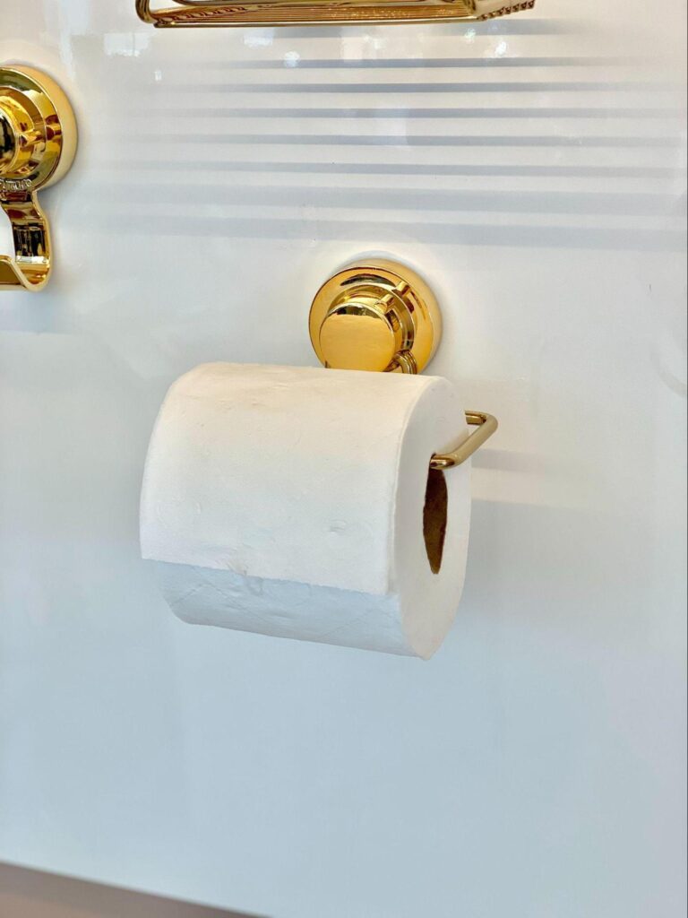 porta papel higiênico dourado ventosa
