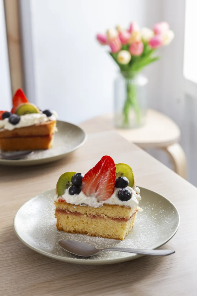 Prato de sobremesa com torta em cima