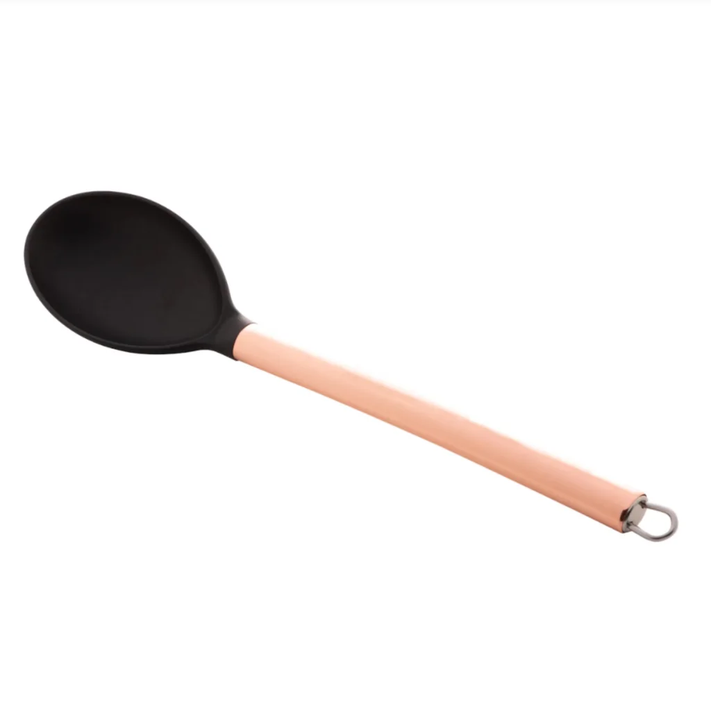 colher de nylon preta com cabo de aço inox