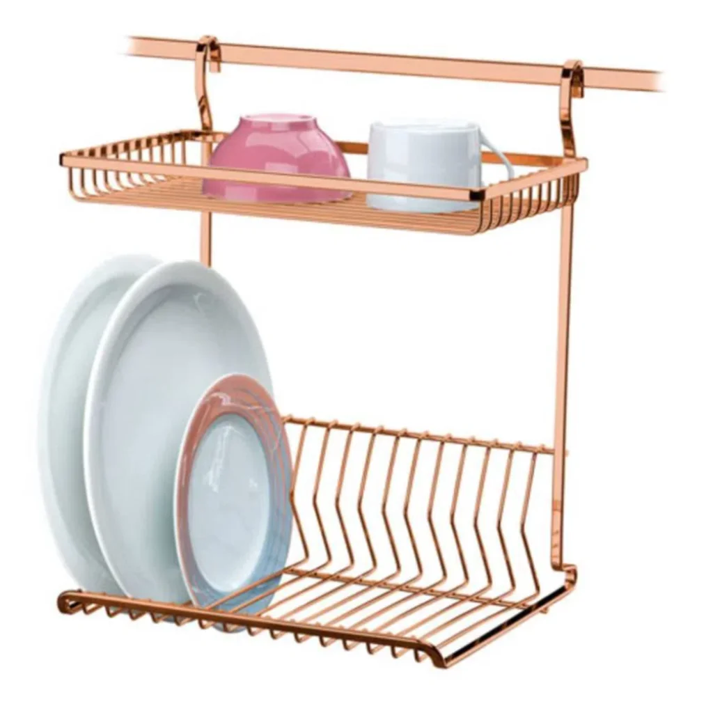 escorredor em barra rose gold