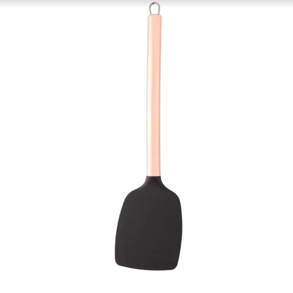 espátula de nylon preta com cabo de aço inox