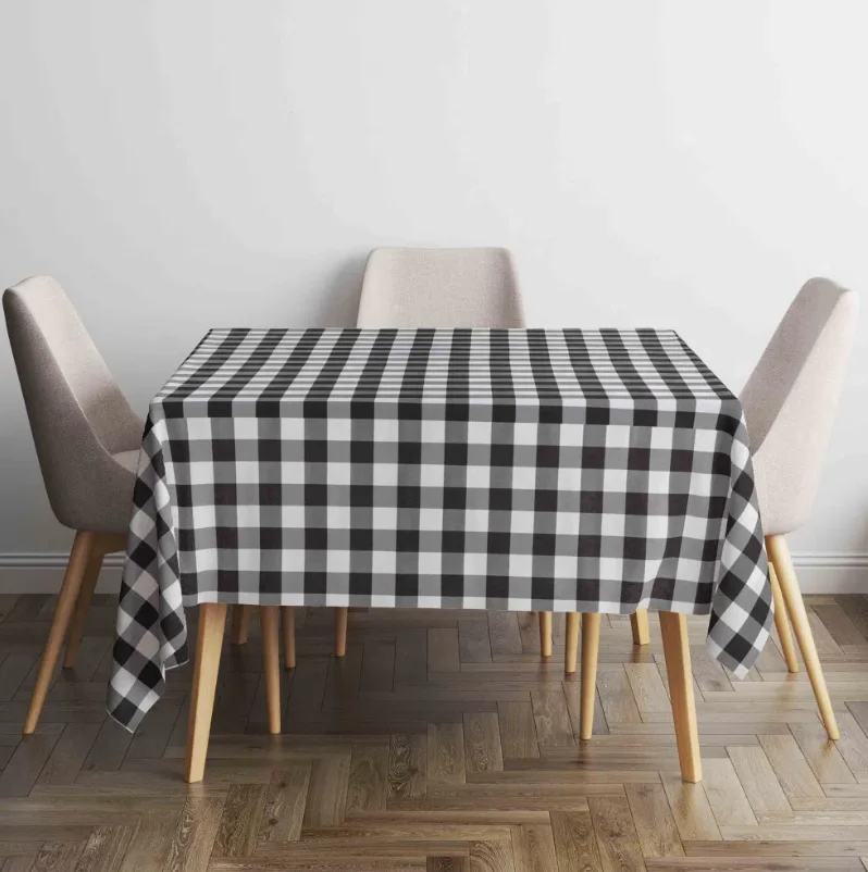 Toalha de mesa para decorar sua mesa posta toalha retangular xadrez preto