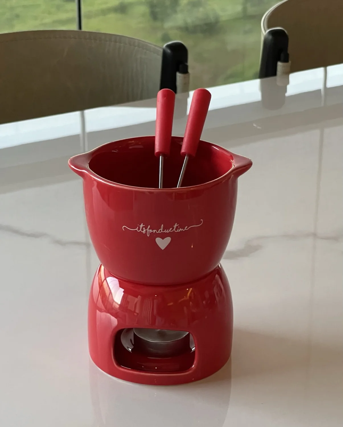 Decoração de inverno 2023: transforme seu lar 2 Conjunto de Fondue Lamour em Cerâmica Vermelho